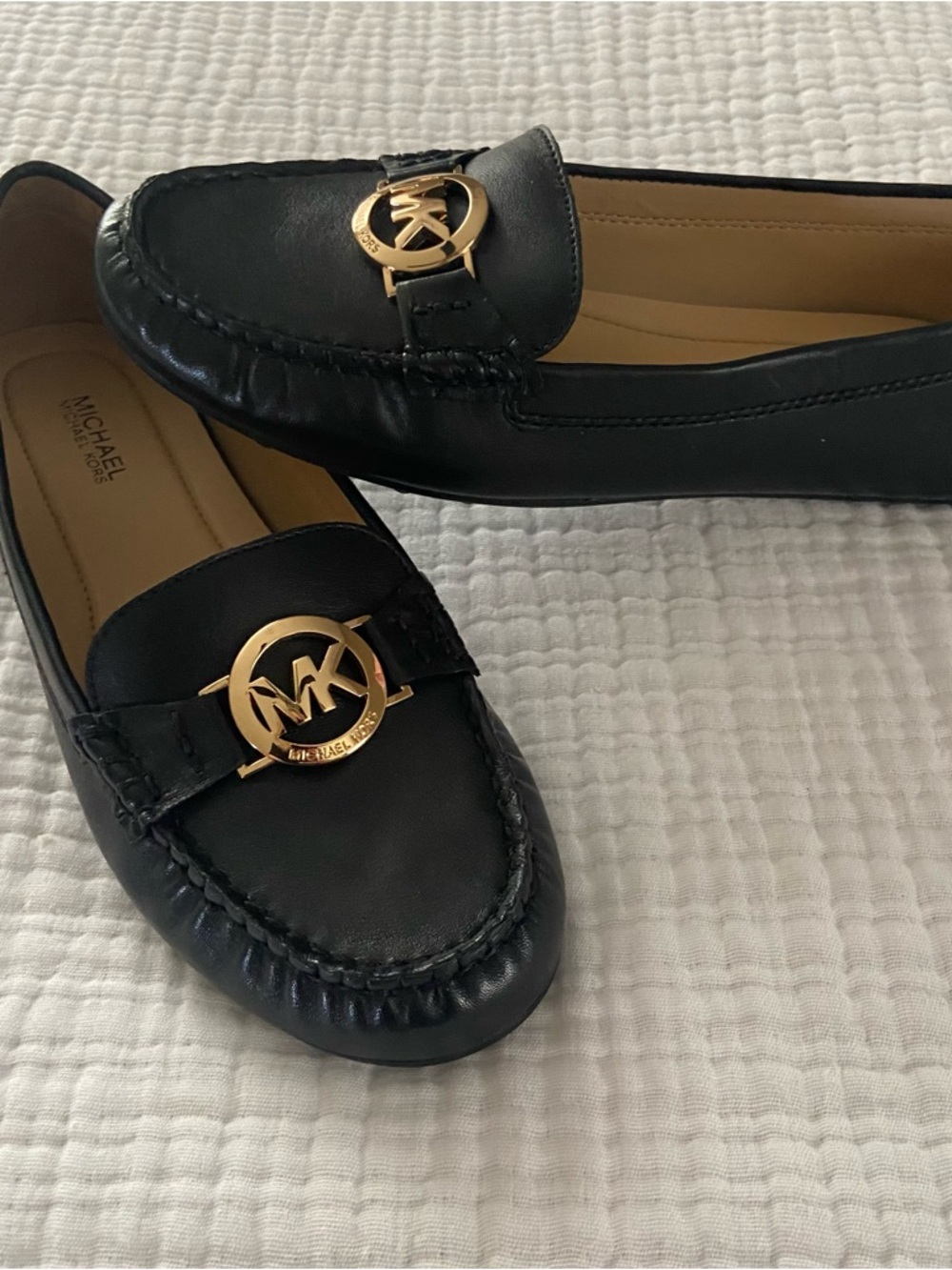 Michael Kors Molly Black Leather Flat/Loafers Shoes Size 6.5 M NEW